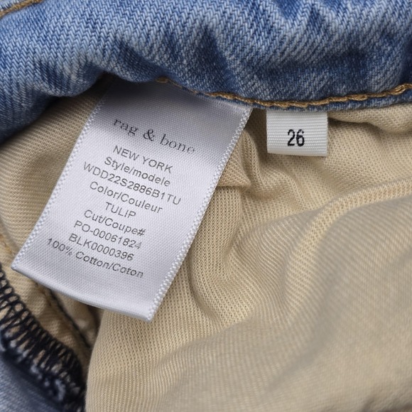 Rag & Bone Jeans Womens 26 Light Wash Straight Mid Rise Cotton Button Fly USA - Picture 8 of 12